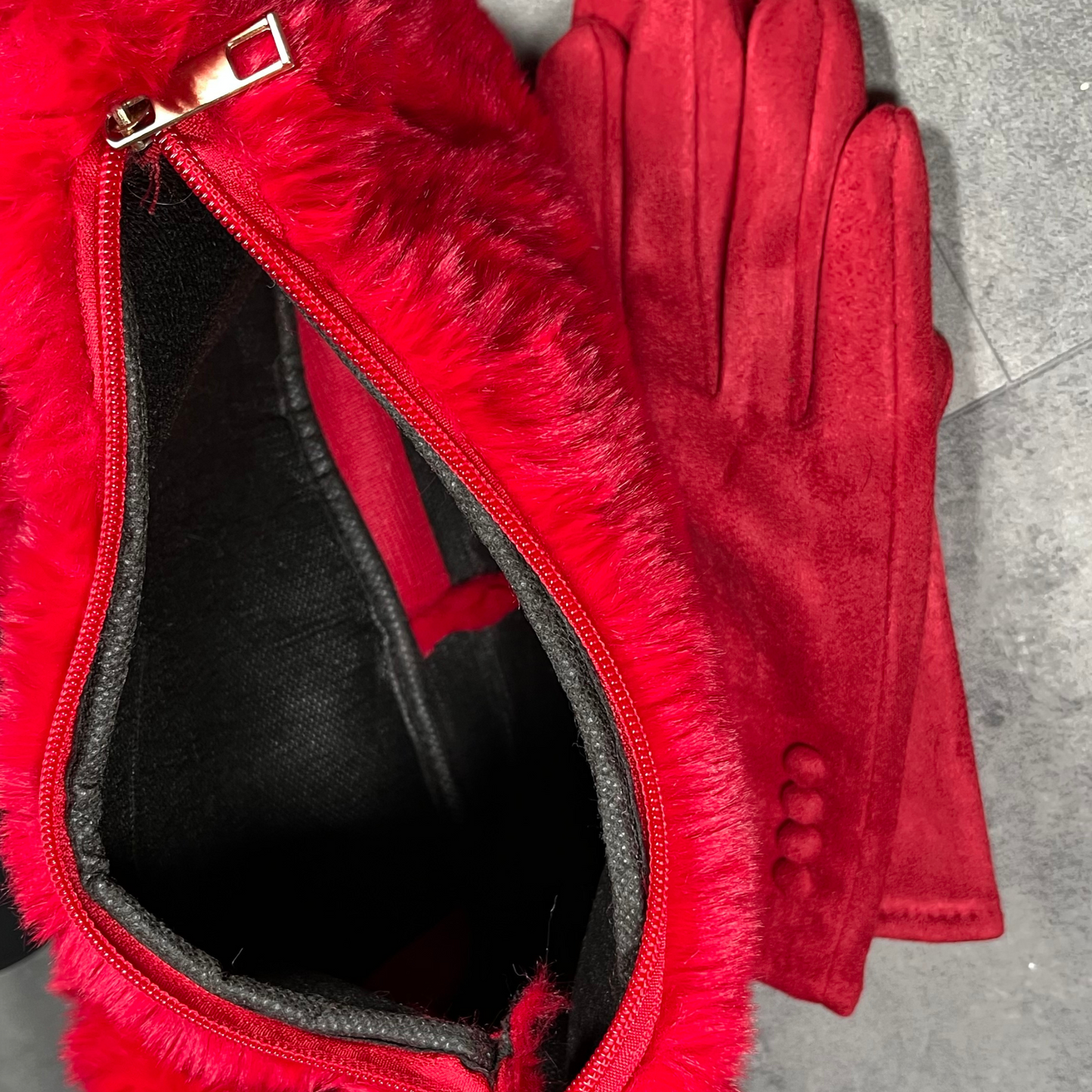 Red Fluffy Shoulder Bag