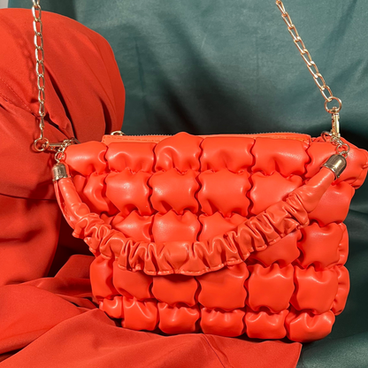 Orange Quilted Leather Bag