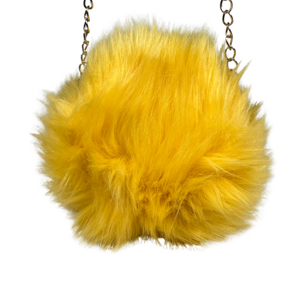 Olive Mini Rounded Faux Fur Bag With Cross Body Chain