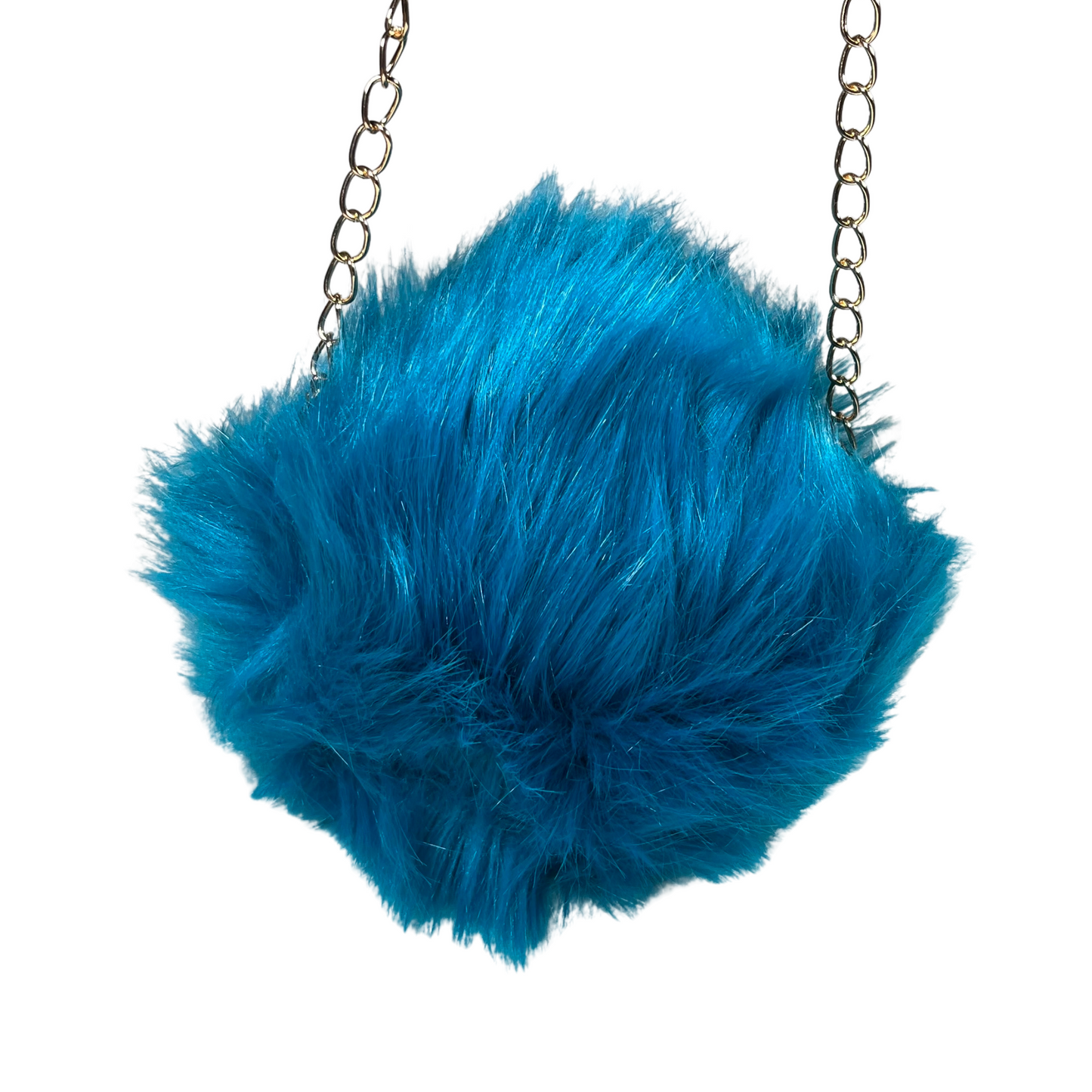 Mahogany Mini Rounded Faux Fur Bag With Cross Body Chain