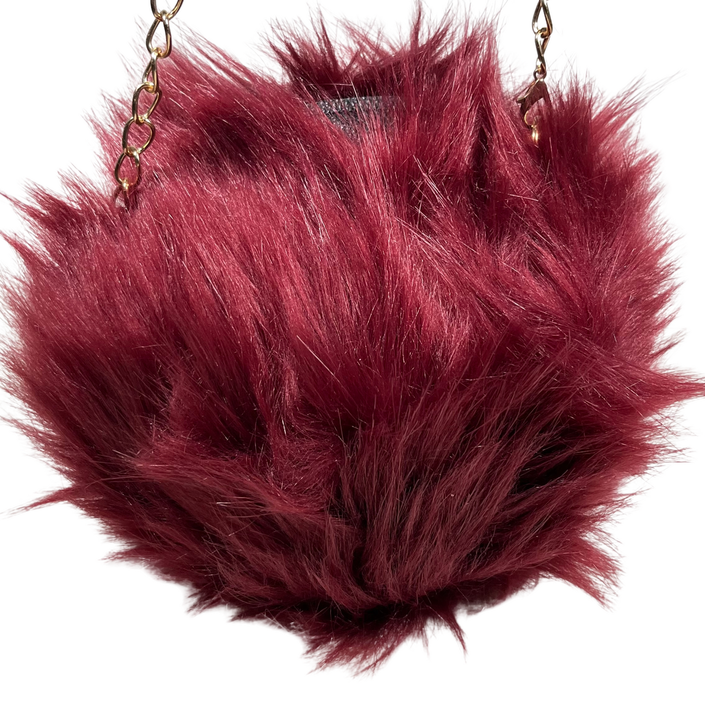 Olive Mini Rounded Faux Fur Bag With Cross Body Chain