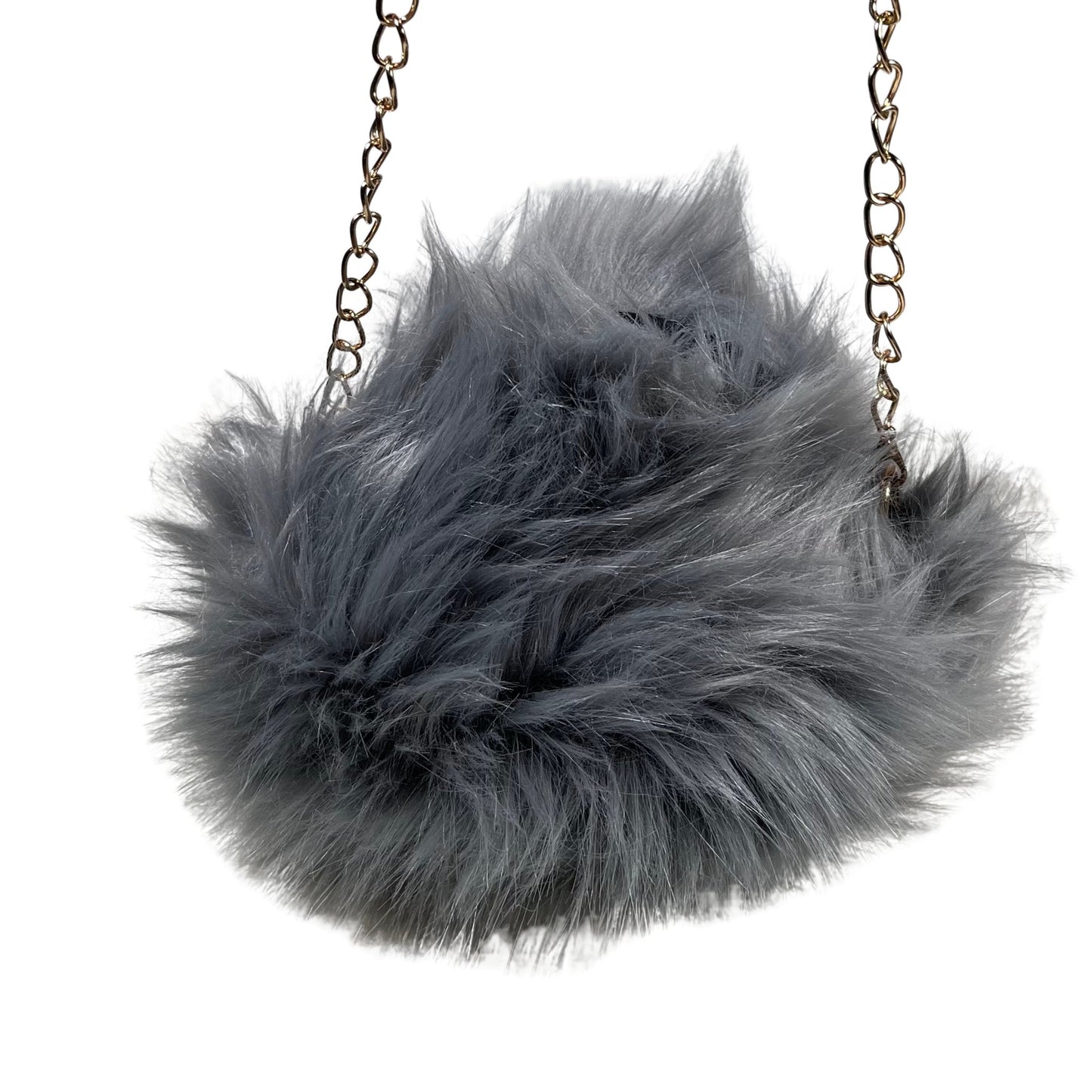 Brown Rounded Faux Fur Bag With Cross Body Chain - Mary’s Twist