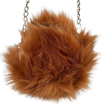 Brown Rounded Faux Fur Bag With Cross Body Chain - Mary’s Twist