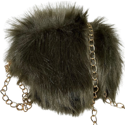 Brown Rounded Faux Fur Bag With Cross Body Chain - Mary’s Twist