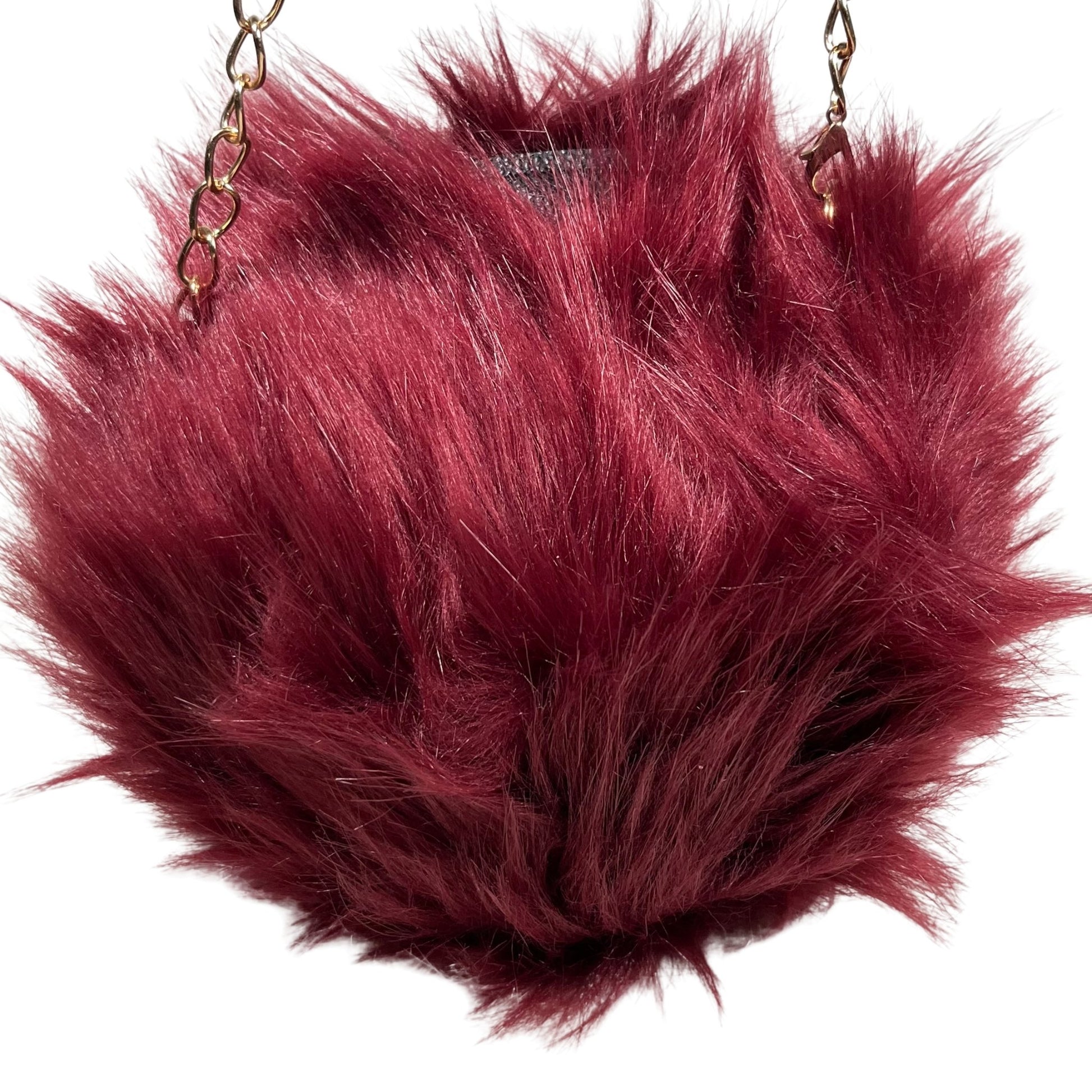 Brown Rounded Faux Fur Bag With Cross Body Chain - Mary’s Twist