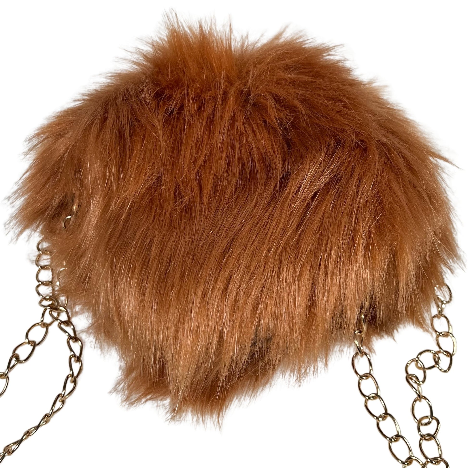 Brown Rounded Faux Fur Bag With Cross Body Chain - Mary’s Twist