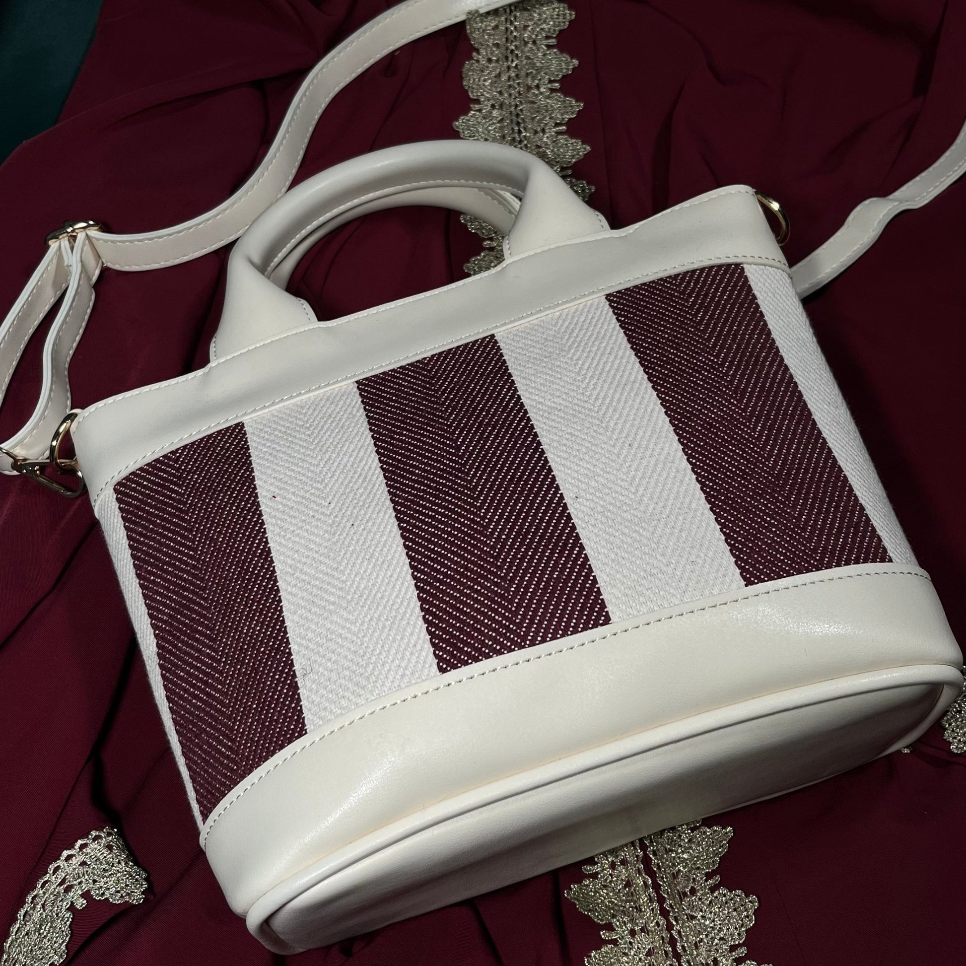 Burgundy Stripe Quality Canvas Tote - Mary’s Twist