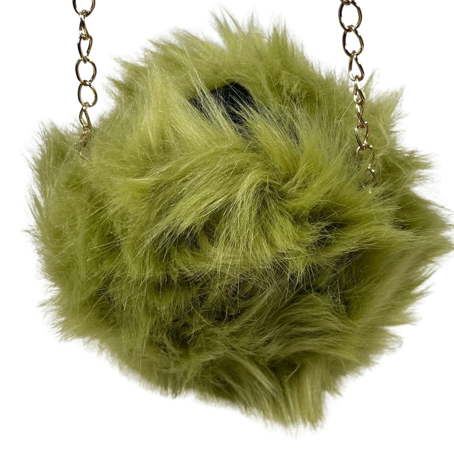 Dark Sage Small Rounded Faux Fur With Cross Body Chain - Mary’s Twist