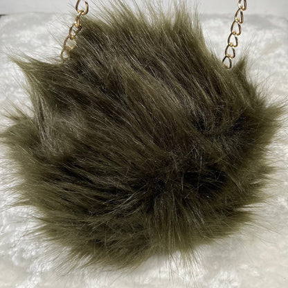 Dark Sage Small Rounded Faux Fur With Cross Body Chain - Mary’s Twist