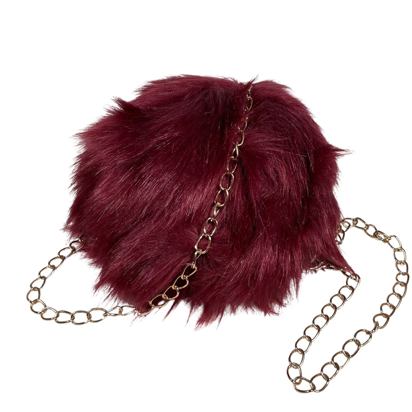 Dark Sage Small Rounded Faux Fur With Cross Body Chain - Mary’s Twist